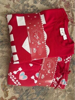 I Love Dolly Red Sweatshirt and Jogger Set Medium